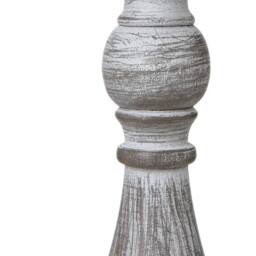 Wyld Haus Blesle Whitewashed Turned Wood Pedestal Table Lamp Cream Linen Shade in Grey - thumbnail 4