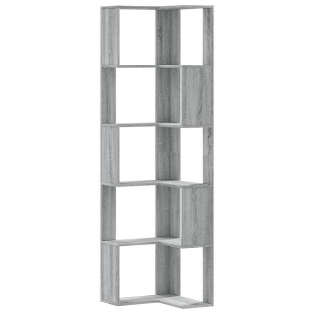 Berkfield Home Corner Bookcase 5-Tier Grey Sonoma 50x50x179 cm Engineered Wood - Size: 50 x 50 x 179 cm - image 1