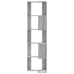 Berkfield Home Corner Bookcase 5-Tier Grey Sonoma 50x50x179 cm Engineered Wood - Size: 50 x 50 x 179 cm - thumbnail 4