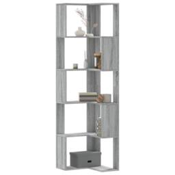 Berkfield Home Corner Bookcase 5-Tier Grey Sonoma 50x50x179 cm Engineered Wood - Size: 50 x 50 x 179 cm - thumbnail 2