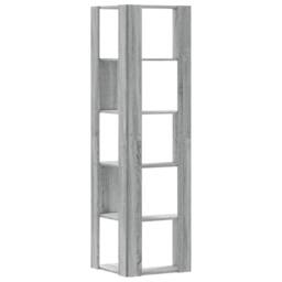 Berkfield Home Corner Bookcase 5-Tier Grey Sonoma 50x50x179 cm Engineered Wood - Size: 50 x 50 x 179 cm - thumbnail 6