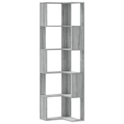 Berkfield Home Corner Bookcase 5-Tier Grey Sonoma 50x50x179 cm Engineered Wood - Size: 50 x 50 x 179 cm - thumbnail 1