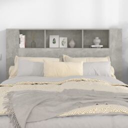 Berkfield Home Headboard Cabinet Concrete Grey 160x18.5x104.5 cm - thumbnail 3