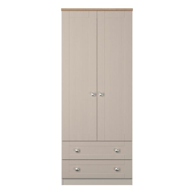 Ready Assembled 2 U Cumbria Tall 2 Drawer Double Wardrobe (Ready Assembled) in Taupe - Size: Large - image 1