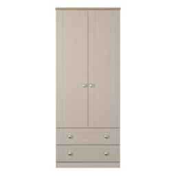 Ready Assembled 2 U Cumbria Tall 2 Drawer Double Wardrobe (Ready Assembled) in Taupe - Size: Large - thumbnail 1