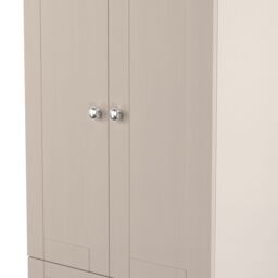 Ready Assembled 2 U Cumbria Tall 2 Drawer Double Wardrobe (Ready Assembled) in Taupe - Size: Large - thumbnail 4