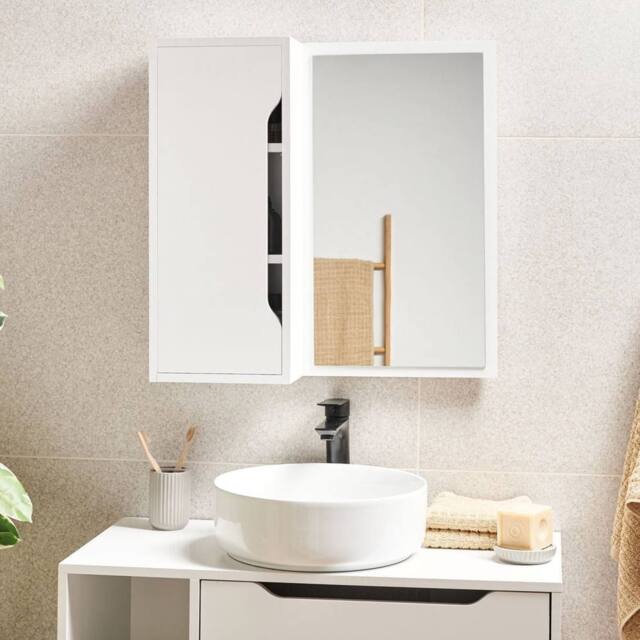 Wyld and Coco Wall-Mounted Mirror Cabinet 60 x 60 cm in White - image 1