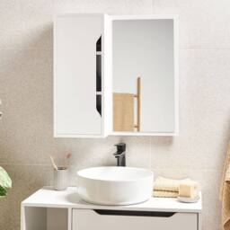Wyld and Coco Wall-Mounted Mirror Cabinet 60 x 60 cm in White - thumbnail 1