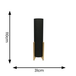 ValueLights Henry Wooden Base Midi Floor Lamp with Tall Fabric Shade in Charcoal - thumbnail 4