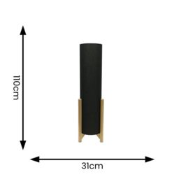 ValueLights Henry Wooden Base Midi Floor Lamp with Tall Fabric Shade in Charcoal - thumbnail 7