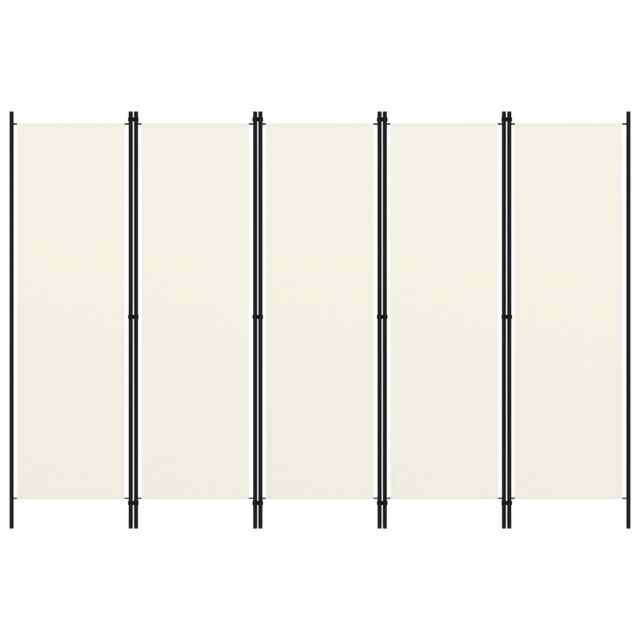Berkfield Home 5-Panel Room Divider Cream White 250x180 cm - image 1