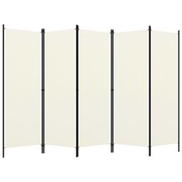 Berkfield Home 5-Panel Room Divider Cream White 250x180 cm - thumbnail 2