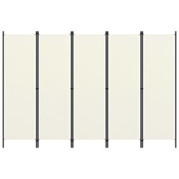 Berkfield Home 5-Panel Room Divider Cream White 250x180 cm - thumbnail 1