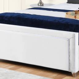 UK Bed Furniture Ariana Upholstered Bed Frame with 48-inch Headboard - Slatted Base in White - Size: Single - thumbnail 3