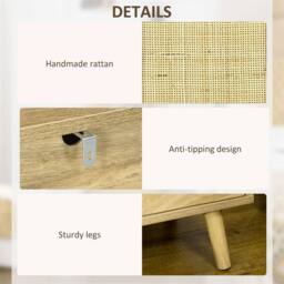 SPETLEK Rattan Nightstand Bedside Table with Cabinet & Shelf Natural - thumbnail 3
