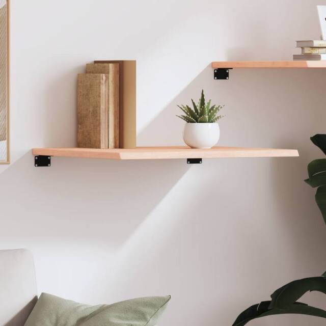 Berkfield Home Wall Shelf 60x60x2 cm Untreated Solid Wood Oak in Light Tan - Size: 60 x 60 x 2 cm - image 1