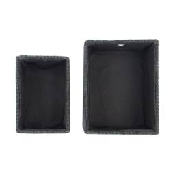 JVL Metro Rectangular Lidded Storage Baskets - Set of 2 in Dark Grey - thumbnail 6