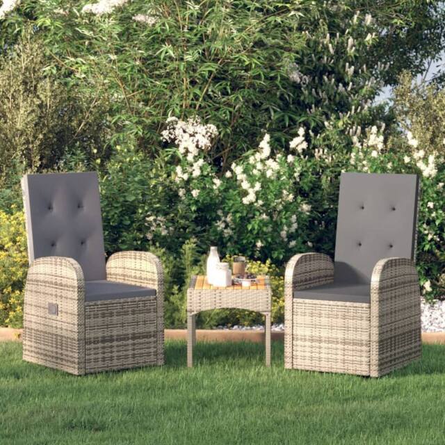 Berkfield Home Reclining Garden Chairs with Cushions 2 pcs Grey Poly Rattan - image 1