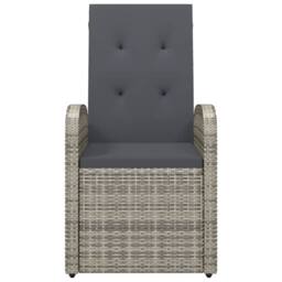 Berkfield Home Reclining Garden Chairs with Cushions 2 pcs Grey Poly Rattan - thumbnail 4