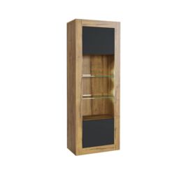 Creative Furniture Illume Display Cabinet 170cm - A Stylish & Modern Cabinet with Glass Shelves & LED Lights in Brown - thumbnail 6