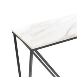 Wyld and Coco Console Table White Marble Effect Top Black Powder Coat Iron Legs - thumbnail 5