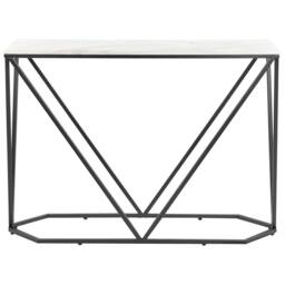Wyld and Coco Console Table White Marble Effect Top Black Powder Coat Iron Legs - thumbnail 3