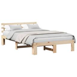 Berkfield Home Pine Wood Bed Frame Natural Wood Solid Wood 140 x 190 cm Durable in Cream