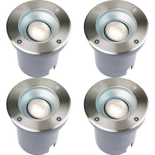 Loops 4 PACK Recessed Outdoor IP67 Round Ground Light - 50W GU10 - Stainless Steel in Metallics - image 1