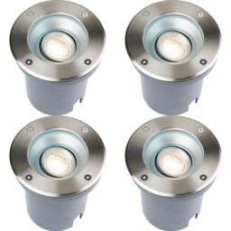 Loops 4 PACK Recessed Outdoor IP67 Round Ground Light - 50W GU10 - Stainless Steel in Metallics - thumbnail 1