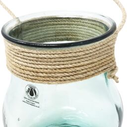 Verano Spanish Ceramics Hemp 100% Glass Home Tableware Decorative Hanging Jar (H) 20cm in Clear - thumbnail 2