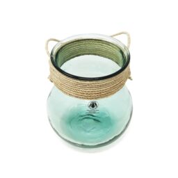 Verano Spanish Ceramics Hemp 100% Glass Home Tableware Decorative Hanging Jar (H) 20cm in Clear - thumbnail 1