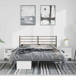 Berkfield Home Metal Bed Frame with Headboard Black 150x200 cm King Size - thumbnail 3
