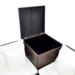 Berkfield Home 4 Piece Garden Lounge Set with Cushions Poly Rattan Brown - thumbnail 4
