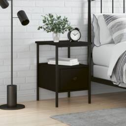 Berkfield Home Bedside Cabinet Black 34x36x50 cm Engineered Wood - Size: 34 x 36 x 50 cm - thumbnail 2