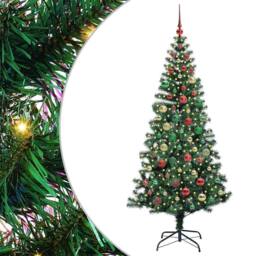 Berkfield Home Artificial Pre-lit Christmas Tree Green 180 cm PVC & Metal - thumbnail 2