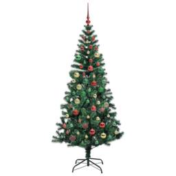 Berkfield Home Artificial Pre-lit Christmas Tree Green 180 cm PVC & Metal - thumbnail 6