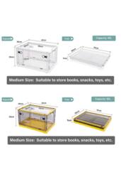 ExtraStar 3-Pack Foldable Clear Storage Boxes with Wheels & Lid in Yellow - thumbnail 3