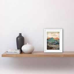 "Artery8 Wall Art Print Sunrise in Lienz Austria City Under Mountain Range Artwork Framed 9X7 Inch in White - Size: W7"" x H9""" - thumbnail 2