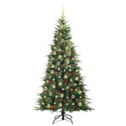 Berkfield Home Artificial Hinged Christmas Tree Green 210 cm PE & PVC - thumbnail 4