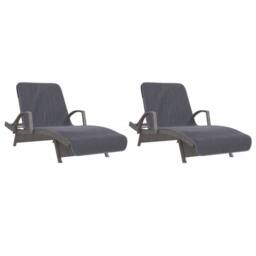 Berkfield Home Beach Towels 2 pcs Anthracite 75x200 cm Fabric 400 GSM in Dark Grey - thumbnail 4