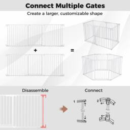 CASART 3-Panel Metal Baby Gate Stair Gate w/2-Way Door Swing&Dual-Lock System in White - thumbnail 3