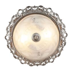 Happy Homewares Traditional & Classic Ornate Metal & Floral Glass Flush Ceiling Light Fitting in Metallic Silver - thumbnail 5