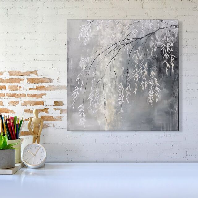 Warren Reed - Designer Wintery Tree Canvas in Grey - Size: w10 inch x h10 inch - image 1