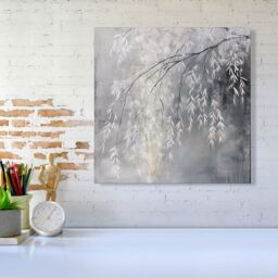 Warren Reed - Designer Wintery Tree Canvas in Grey - Size: w10 inch x h10 inch - thumbnail 1