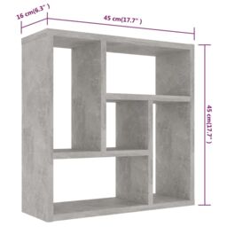 Berkfield Home Wall Shelf Concrete Grey 45.1x16x45.1 cm Engineered Wood - thumbnail 6