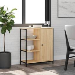 Berkfield Home Sideboard Sonoma Oak 70x30x80 cm Engineered Wood in Brown - Size: 70 x 30 x 80 cm - thumbnail 2