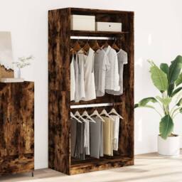 Berkfield Home Wardrobe Smoked Oak 100x50x200 cm Engineered Wood in Brown - Size: 100 x 50 x 200 cm - thumbnail 3