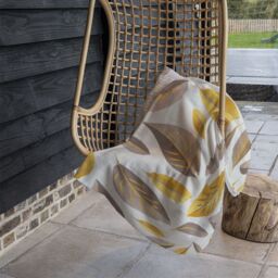Benjamin Tate Design Botanical Gold & Purple Leaf Blanket in Natural - Size: 120 cm x 150 cm - thumbnail 4