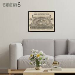 "Artery8 Ferguson Vintage World Map Flat Earth Framed Canvas Wall Art Print in Beige - Size: W12"" x H16""" - thumbnail 3