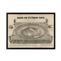 "Artery8 Ferguson Vintage World Map Flat Earth Framed Canvas Wall Art Print in Beige - Size: W12"" x H16""" - thumbnail 1